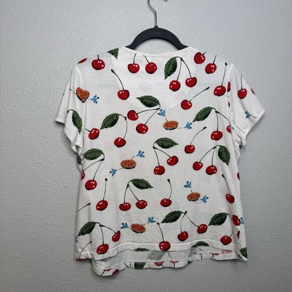 Nick & Nora 2 Piece Sleepwear Pajama Set Top Shorts Womens Large Bird Cherry Pie - Picture 4 of 6